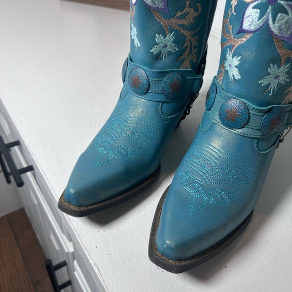 Durango Women’s Turquoise Harness Western Boots 6.5M Floral Embroidered Cowgirl - Picture 4 of 8